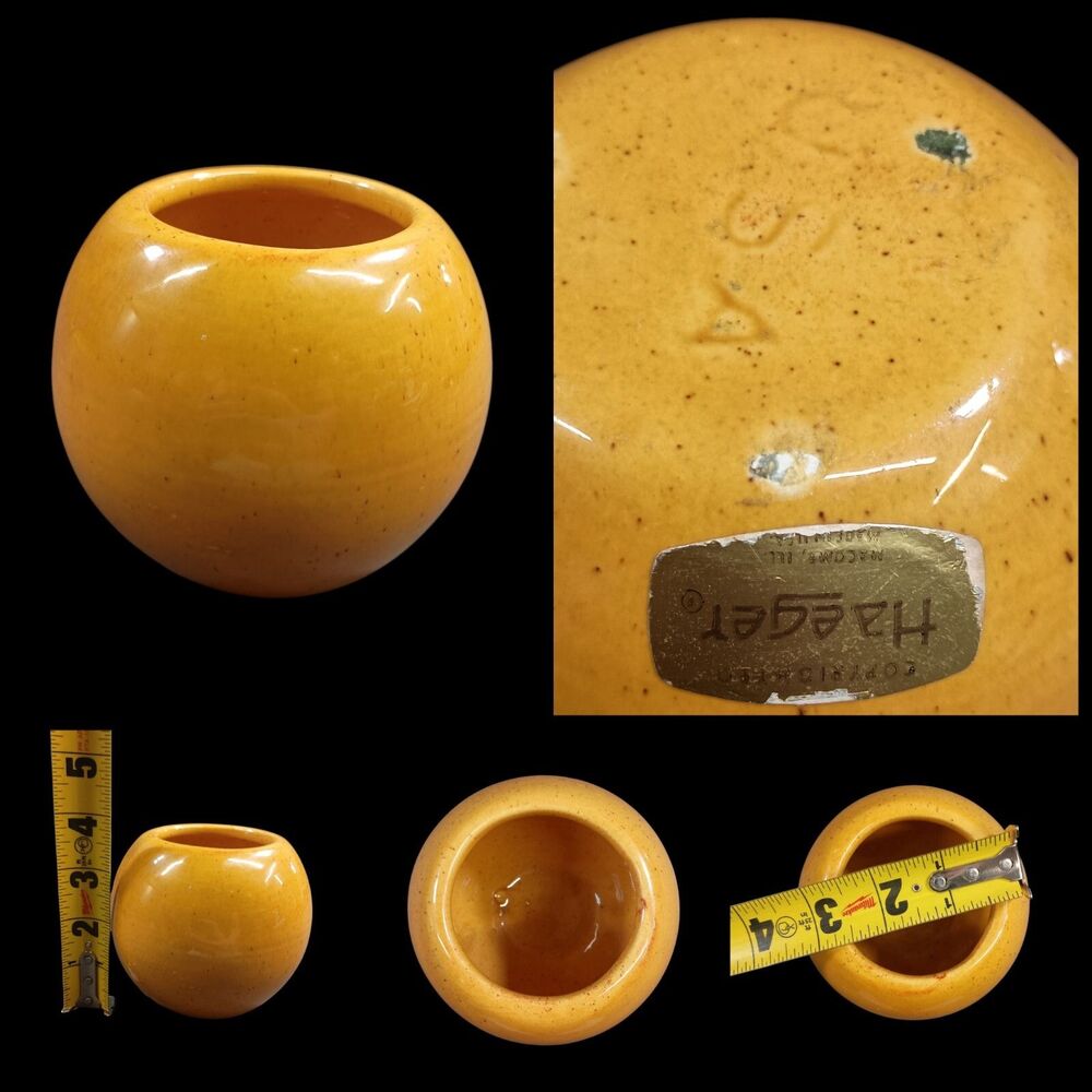 Vintage Hager USA Glazed Pottery Vase Planter Speckled Decor Original Sticker